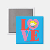 チビ（小さくかわいく書いた感じ）スーパーガールラブ マグネット (正面/裏面)