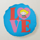 チビ（小さくかわいく書いた感じ）スーパーガールラブ ラウンドクッション (裏面)