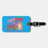 チビ（小さくかわいく書いた感じ）スーパーガールラブ ラゲッジタグ (正面横)