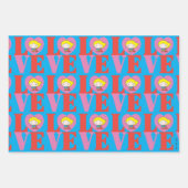 チビ(小さくかわいく書いた感じ)スーパーガールラブ ラッピングペーパーシート (正面2)