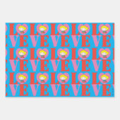 チビ(小さくかわいく書いた感じ)スーパーガールラブ ラッピングペーパーシート (正面)