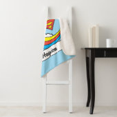 チビ(小さくかわいく書いた感じ)スーパーガール飛んでいるレインボー シェルパブランケット (インサイチュ)