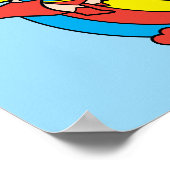 チビ(小さくかわいく書いた感じ)スーパーガール飛んでいるレインボー ポスター (角)