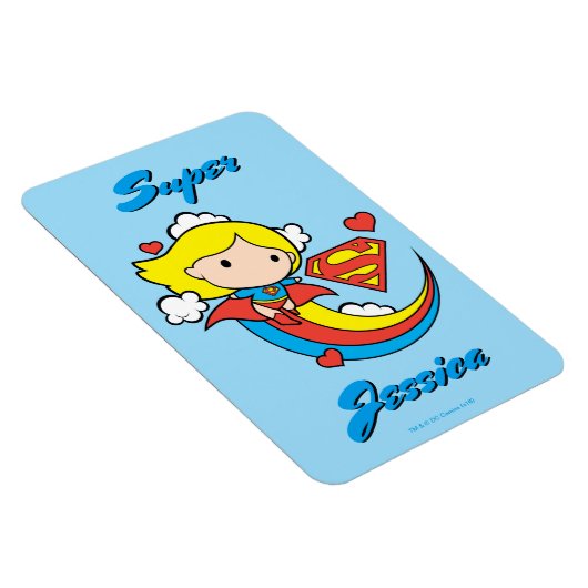チビ（小さくかわいく書いた感じ）スーパーガール飛んでいるレインボー マグネット (右側)