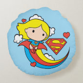 チビ(小さくかわいく書いた感じ)スーパーガー飛んでいるルレインボー ラウンドクッション (裏面)