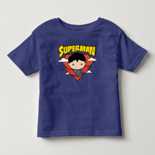 チビ(小さくかわいく書いた感じ)スーパーマン水玉模様シールドと名前 トドラーTシャツ