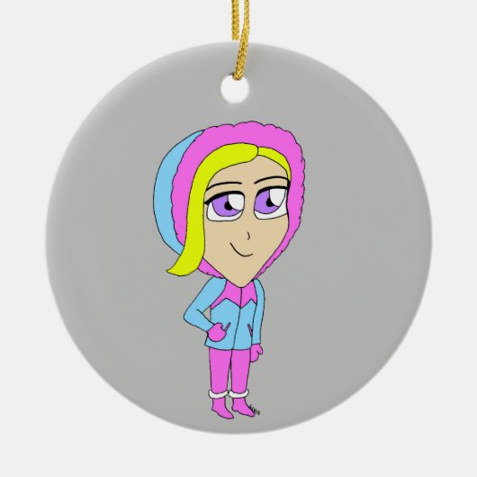 チビ（小さくかわいく書いた感じ） セラミックオーナメント (正面)