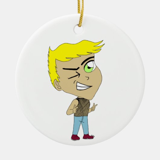 チビ(小さくかわいく書いた感じ) セラミックオーナメント (正面)