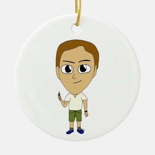 チビ（小さくかわいく書いた感じ） セラミックオーナメント (正面)