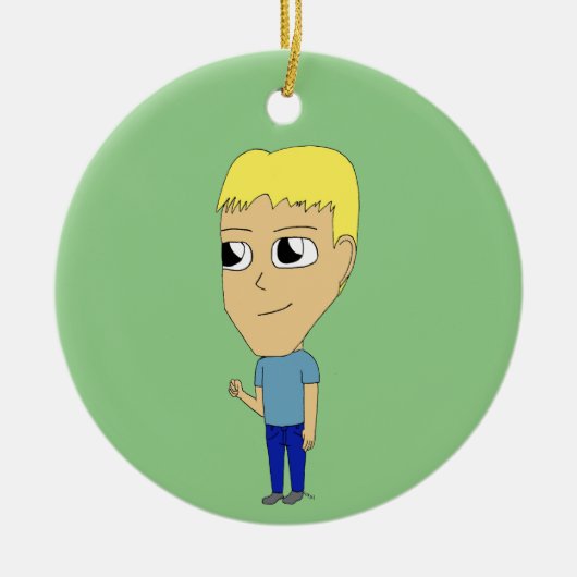 チビ（小さくかわいく書いた感じ） セラミックオーナメント (正面)