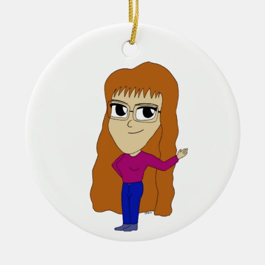 チビ（小さくかわいく書いた感じ） セラミックオーナメント (正面)