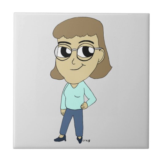 チビ(小さくかわいく書いた感じ)セラミックタイル タイル (正面)