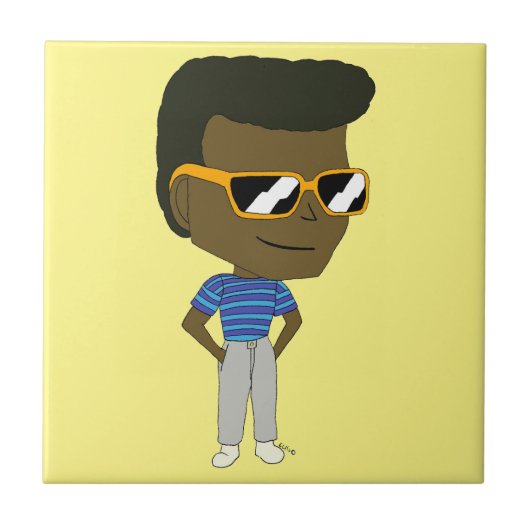 チビ（小さくかわいく書いた感じ）セラミックタイル タイル (正面)