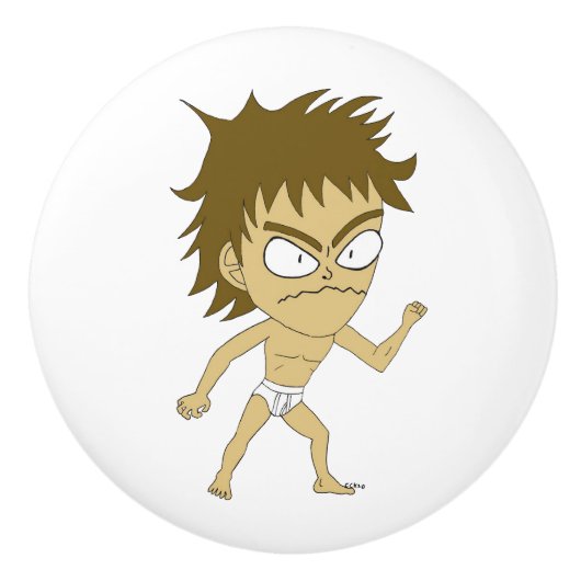 チビ（小さくかわいく書いた感じ） セラミックノブ (正面)