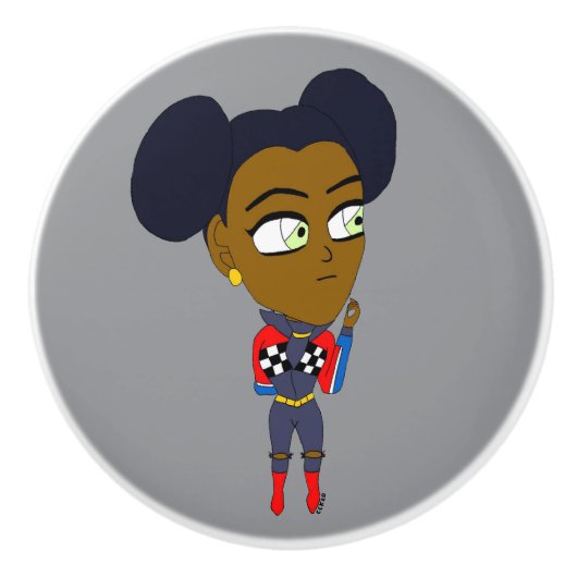 チビ（小さくかわいく書いた感じ） セラミックノブ (正面)