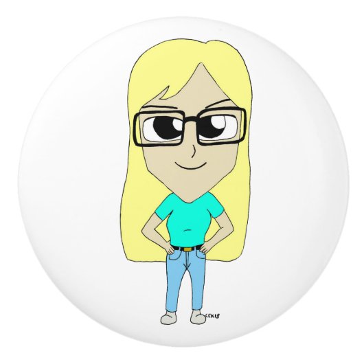 チビ（小さくかわいく書いた感じ） セラミックノブ (正面)