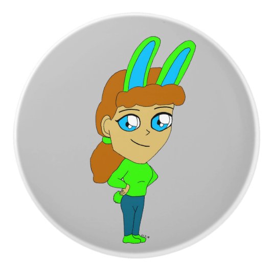 チビ（小さくかわいく書いた感じ） セラミックノブ (正面)