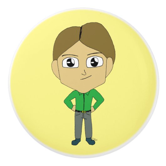 チビ（小さくかわいく書いた感じ） セラミックノブ (正面)