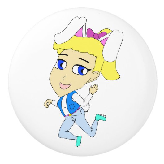 チビ（小さくかわいく書いた感じ） セラミックノブ (正面)