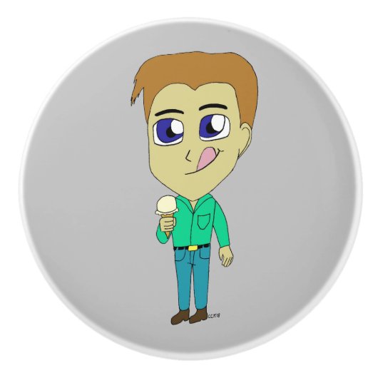 チビ（小さくかわいく書いた感じ） セラミックノブ (正面)