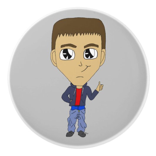 チビ（小さくかわいく書いた感じ） セラミックノブ (正面)