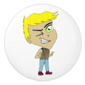 チビ（小さくかわいく書いた感じ） セラミックノブ (正面)