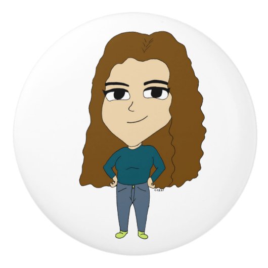 チビ（小さくかわいく書いた感じ） セラミックノブ (正面)