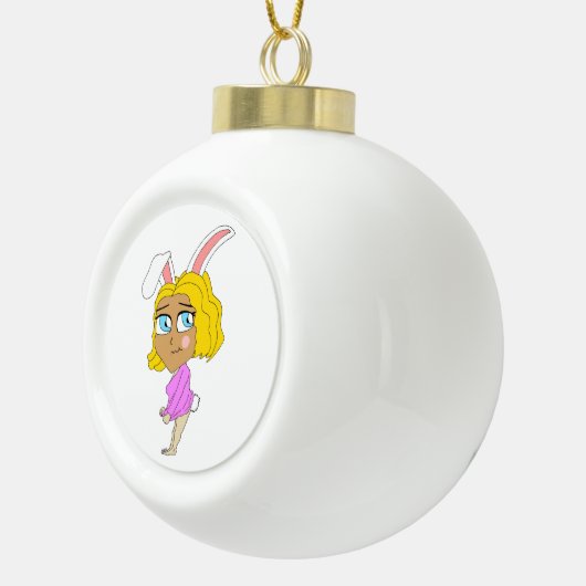 チビ（小さくかわいく書いた感じ） セラミックボールオーナメント (右)