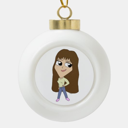 チビ(小さくかわいく書いた感じ) セラミックボールオーナメント (正面)