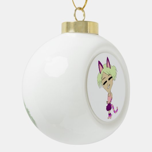 チビ(小さくかわいく書いた感じ) セラミックボールオーナメント (左)