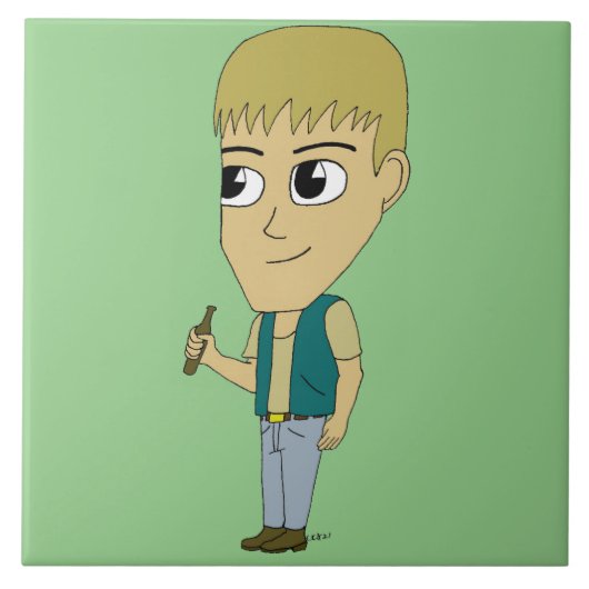 チビ（小さくかわいく書いた感じ） タイル (正面)