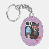 チビ(小さくかわいく書いた感じ)ダイヤモンドを盗むキャットウーマン キーホルダー (正面左)