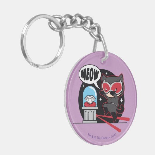 チビ(小さくかわいく書いた感じ)ダイヤモンドを盗むキャットウーマン キーホルダー (正面左)