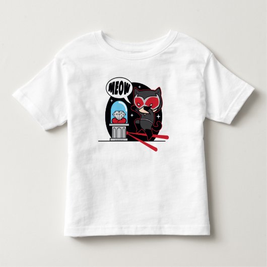 チビ（小さくかわいく書いた感じ）ダイヤモンドを盗むキャットウーマン トドラーTシャツ (正面)