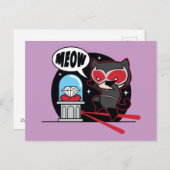 チビ(小さくかわいく書いた感じ)ダイヤモンドを盗むキャットウーマン ポストカード (正面/裏面)