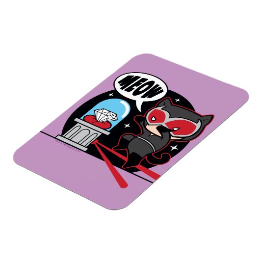 チビ（小さくかわいく書いた感じ）ダイヤモンドを盗むキャットウーマン マグネット (左側)