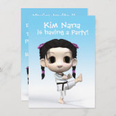 チビ（小さくかわいく書いた感じ）テコンドー 招待状 (正面/裏面)