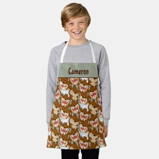 チビ(小さくかわいく書いた感じ)トルナドTAZ™ エプロン (着用した状態)