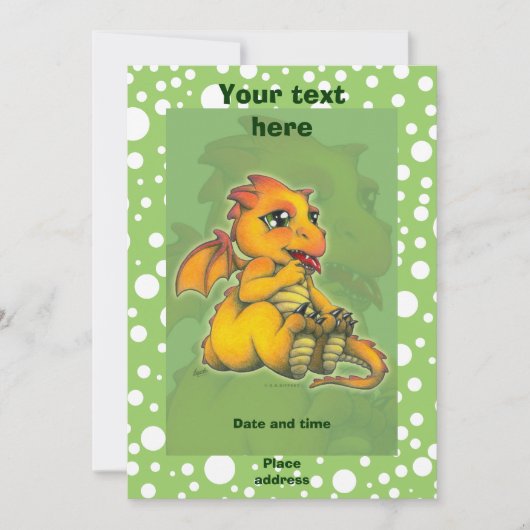チビ（小さくかわいく書いた感じ）ドラゴン 招待状 (正面)
