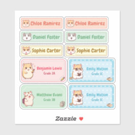 チビ（小さくかわいく書いた感じ）ハムスター名ラベル – Pastel School Stickers シール