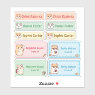 チビ(小さくかわいく書いた感じ)ハムスター名ラベル – Pastel School Stickers シール