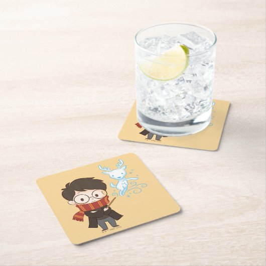 チビ(小さくかわいく書いた感じ)ハリーポッター™パトロナス スクエアペーパーコースター (インサイチュ)