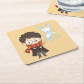 チビ(小さくかわいく書いた感じ)ハリーポッター™パトロナス スクエアペーパーコースター (アングル)