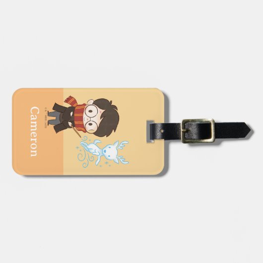 チビ(小さくかわいく書いた感じ)ハリーポッター™パトロナス ラゲッジタグ (正面横)