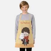 チビ(小さくかわいく書いた感じ)ハリーポッター™ & Hedwig エプロン (着用した状態)