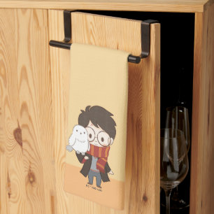 チビ(小さくかわいく書いた感じ)ハリーポッター™ & Hedwig キッチンタオル
