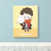 チビ(小さくかわいく書いた感じ)ハリーポッター™ & Hedwig キャンバスプリント (インサイチュ (ウッドフロア))