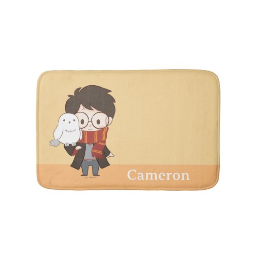 チビ（小さくかわいく書いた感じ）ハリーポッター™ & Hedwig バスマット (正面)