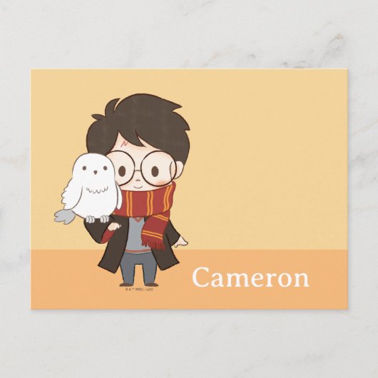 チビ(小さくかわいく書いた感じ)ハリーポッター™ & Hedwig ポストカード (正面)