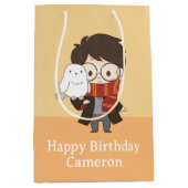 チビ(小さくかわいく書いた感じ)ハリーポッター™ & Hedwig ミディアムペーパーバッグ (正面)